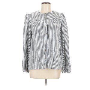 Universal Thread Striped Cotton Gauze Blouse — XL — Navy/Black & White